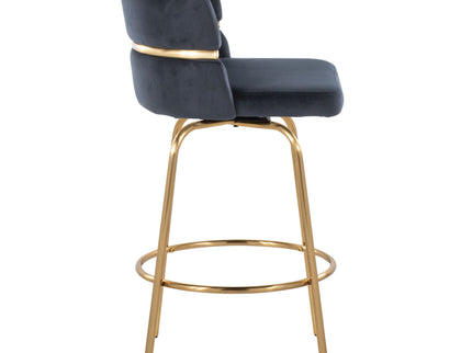 Cinch - Glam / Art Deco Fixed Height Counter Stool With Swivel With Round Footrest (Set of 2)