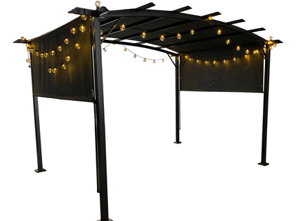 Outdoor Patio Pergola Gazebo - Steel Frame Sun Shelter With Retractable Canopy