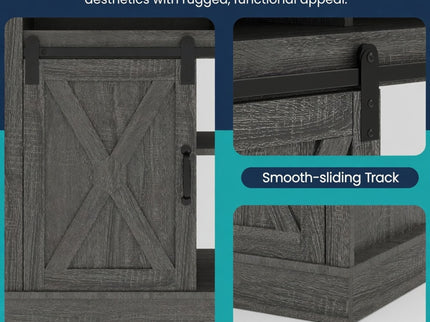 Farmhouse TV Stand With Sliding Barn Doors & Adjustable Storage
