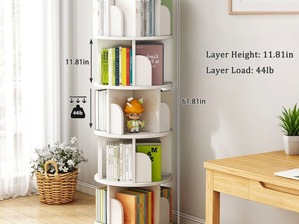 5 Tier Rotating Bookshelf, Spinning Design
