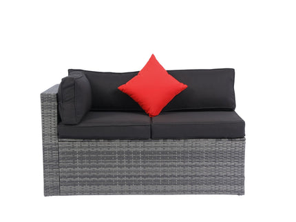 5 Pieces Rattan Sectional Outdoor Furniture Cushioned U Sof Set With 2 Pillow - Gray / Black