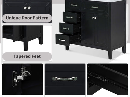Modern Bathroom Vanity With Sink, Freestanding Design With Drawers And Doors