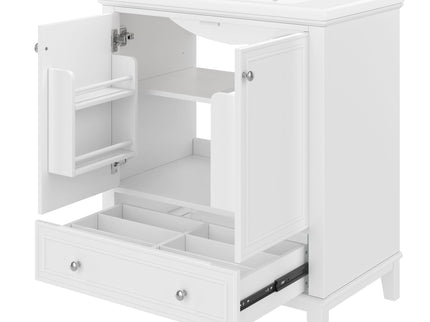 30" Bathroom Vanity With Sink Combo Undermount Sink, Cabinet With Doors And Drawer - White
