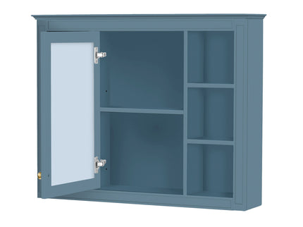 Wall Mounted Medicine Cabinet With Mirror, Storage Cabinet Featuring 6 Open Shelves And Adjustable Interior