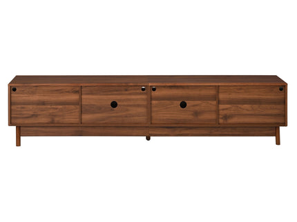TV Stand With LED Lights And Glass Drawers For Living Room - Walnut