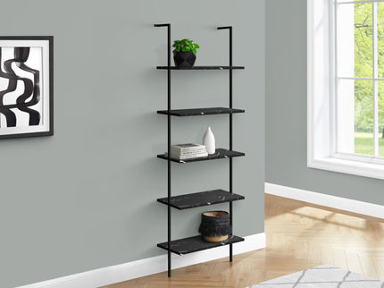 Bookshelf, Bookcase, Etagere, Ladder, 5 Tier, For Office, Marble Look Contemporary & Modern