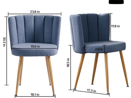 Modern Dining Chair (Set of 2) With Iron Tube Wood Color Legs, Shorthair Cushions And Comfortable Backrest, Suitable For Dining Room, Living Room, Cafe, Simple Structure