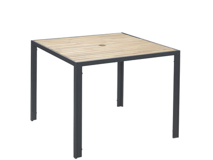 5 Piece Patio Dining Table Set, Acacia Wood Table Top With Umbrella Hole