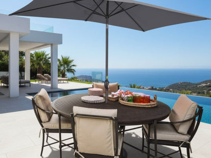 Rectangular Patio Umbrella With Crank Tilt, Polyester UV-Resistant Canopy