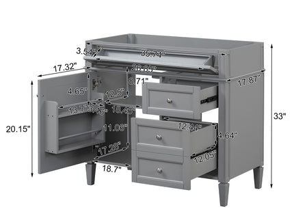 Bathroom Vanity With 2 Drawers And Tip-Out Drawer, Storage Cabinet