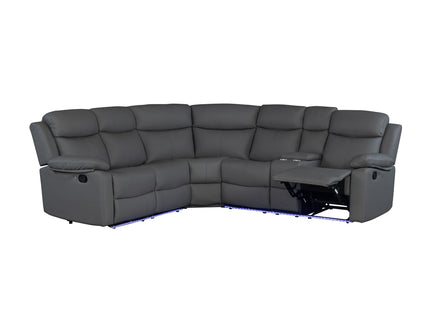 Blanche - Sectional Sofa With LED Lighting And Integrated Speaker - Gray