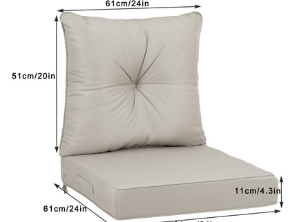 Outdoor Deep Seat Cushions For Patio Furniture Waterproof Set - Beige