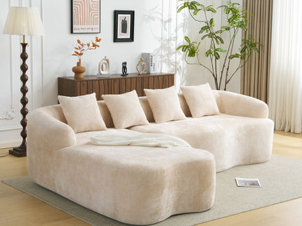 Modular L-Shape Sectional Sofa With Curved Chaise