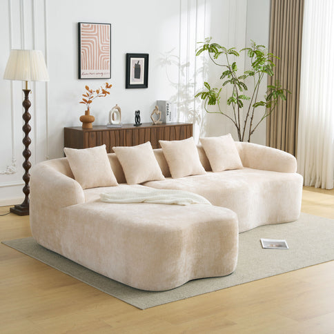 Modular L-Shape Sectional Sofa With Curved Chaise