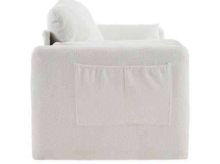 Modern 3 Seater Sofa Chenille Couch Plush Triple Seater Sofa With High Density Foam Cushions, Deep Seat Living Room Couch For Family Room, Apartment & Home Theater - Ivory White
