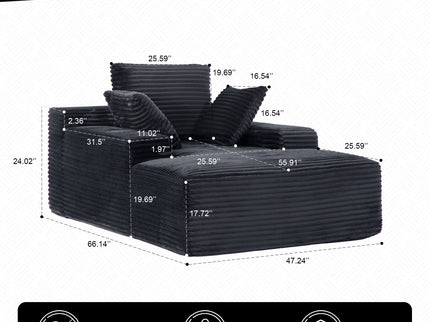 Oversized Chaise Lounge Chair Cozy Cloud Couch With 3 Throw Pillows And Wide Armrest