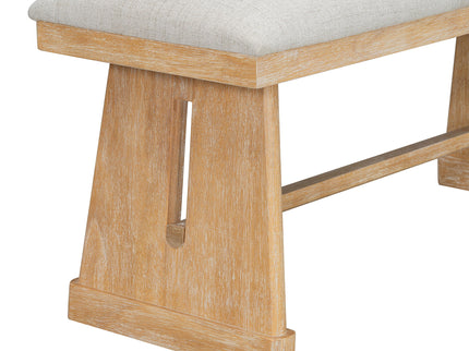 Dining Set With Rectangular Table, 4 Upholstered Chairs & 1 Padded Bench
