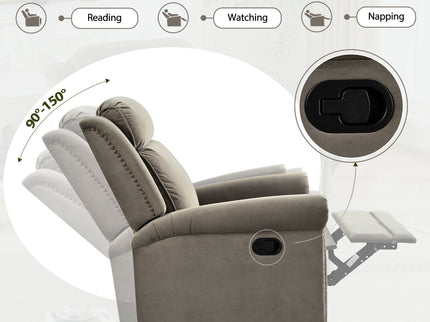 360 Degrees Swivel Recliner Manual Rocking Recliner Home With Adjustable Backrest