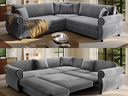 L-Shaped Sofa Couch With Pull-Out Bed