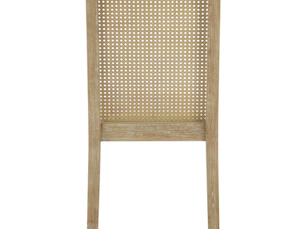 Dining Chair With Synthetic Cane Back And Upholstered Seat (Set of 2) - Natural