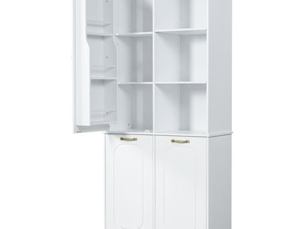 Freestanding Tall Storage Cabinet With 2 Tilt Out Hampers