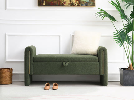 Modern Teddy Upholstered Large Bed End Bench With Arms And Storage