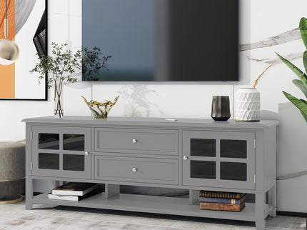 TV Stand, Entertainment Center With Dual Drawers And Hidden Storage, Cabinet With Soft Closing Doors And Sleek Panel Design