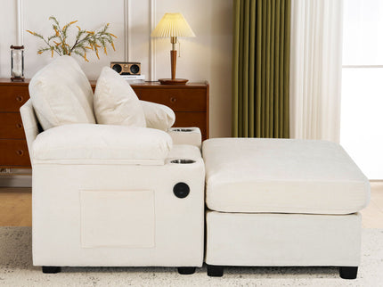 Fabric Sofa Bed With Cupholders And USB Charging Ports Chair For Living Room