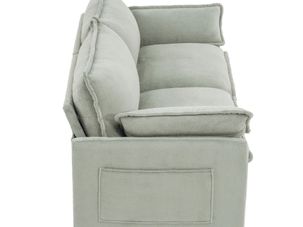 Modern Loveseat Sofa, Upholstered Couch With Side Storage Pockets