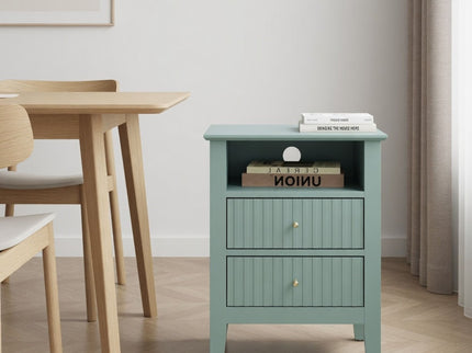 Fluted Nightstand With 2 Drawers