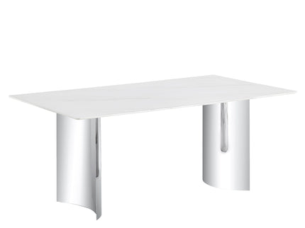 Modern Minimalist Dining Table With Marble Glass Top