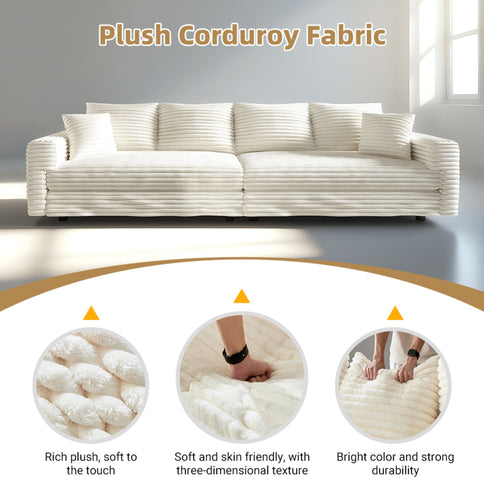 4 Seat Sofa, Modern Comfy Upholstered Sofa Cloud Couch, Deep Seat Couches With Soft Pillows