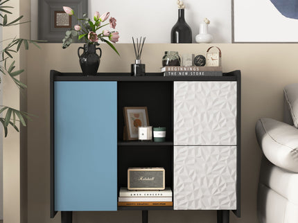 Modern Sideboard Buffet Cabinet With Doors And Unique Panel Styling