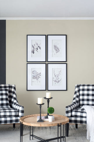 Botanical Wall Art Prints, Home Decor For Living Room Dining Room, Bedroom, Hallway (Set of 4) - White / Black
