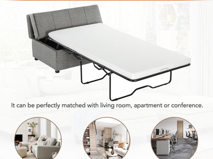 Twin Size Folding Ottoman Sleeper Bed With Mattress Convertible Guest Bed