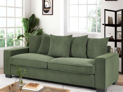 Luxe Sofa With 5 Matching Toss Pillows, Sleek Design, Spacious And Comfortable 3 Seater Couch