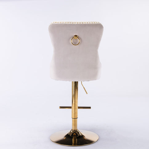 Thick Swivel Barstools Adjusatble Seat Height From 25-33", Modern Upholstered Bar Stools With Backs Comfortable Tufted For Home Pub And Kitchen Island (Set of 2)