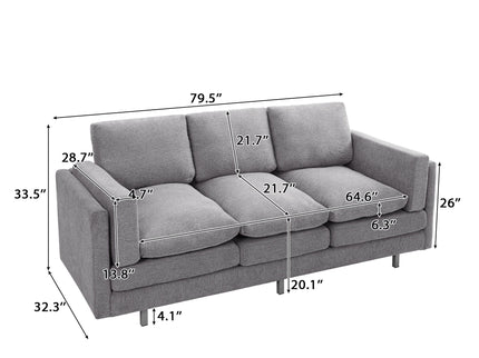 3 Seater Sofa With Dual Layer Seat Cushions