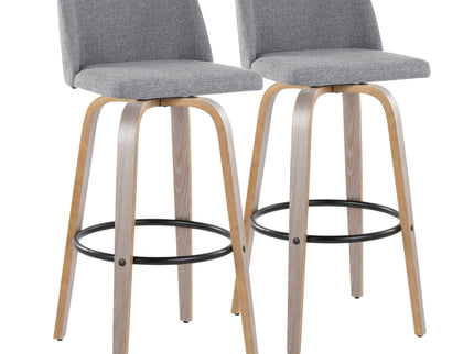 Toriano - Contemporary Fixed Height Barstool With Swivel With Round Footrest Comfort And Style (Set of 2)