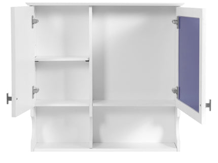 Wall Mounted Mirror Medicine Cabinet, Bathroom Storage With Doors And Open Shelves