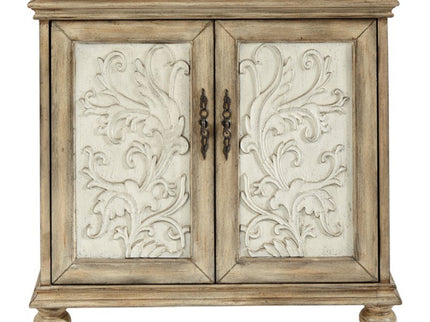 Driscoll - 2 Door Cabinet With Floral Design - Reclaimed Natural