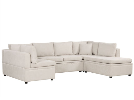 Oversized Sectional Sofa U-Shaped Sofa Couch Pull-Out Sofa Bed With Two Throw Pillows For Living Room
