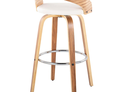 Grotto - Contemporary Fixed Height Barstool With Swivel With Round Footrest (Set of 2)