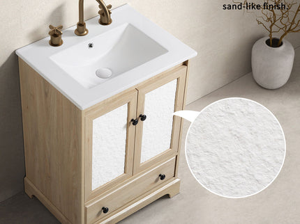 Bathroom Vanity With Basin, 1 Drawer Free Standing Storage - Brown