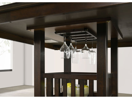 Finley - Square Counter Table With Storage Pedestal Dining Table - Espresso