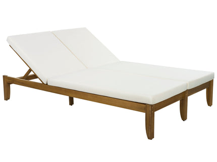 Adjustable Outdoor Patio Lounge Chair 2 Seater Recliner - Beige / Natural