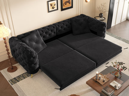 3 In 1 Convertible Sleeper, Deep Seat Pull Out Sofa Bed, Button Tufted