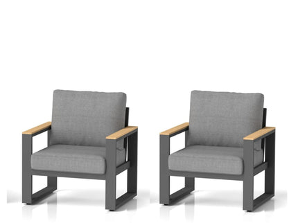 All-Weather Patio Armchairs With Thick Cushions (Set of 2)