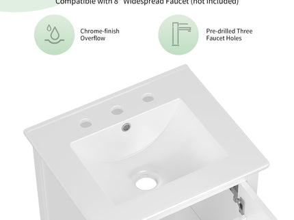 Modern Bathroom Vanity With Sink, Cabinet Storage, Drawer & Adjustable Feet