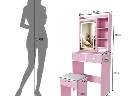Small Makeup Vanity Desk With Adjustable LED Lights